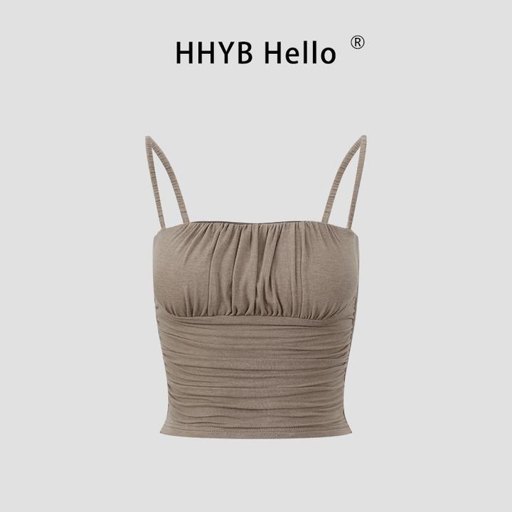 HHYB Hello法式细肩带露背无袖小吊带2025修身显瘦背心上衣253071