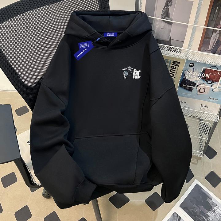 WASSUP UOSNE美式连帽卫衣男秋季款vibe玩趣休闲百搭宽松硬挺上衣