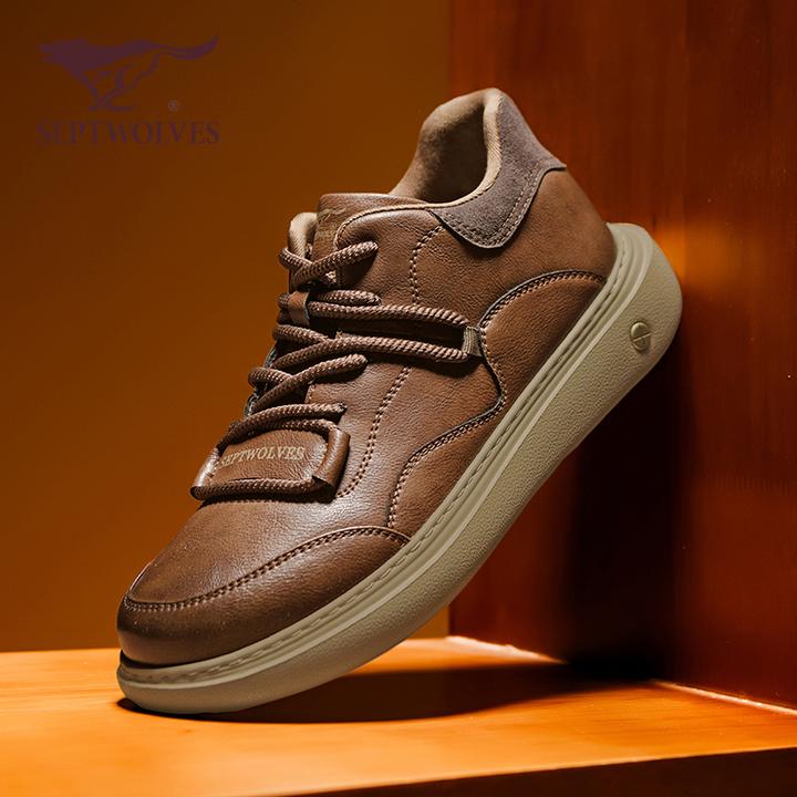 七匹狼25年新款秋冬复古百搭潮鞋国潮风软底时尚户外休闲皮鞋0038