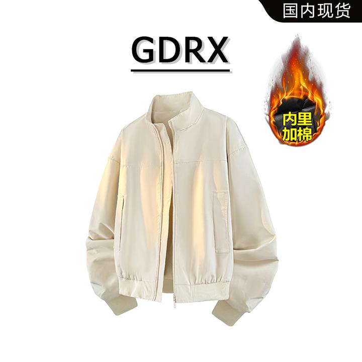GDRX美式高街男款保暖夹克2025秋冬季加棉立领宽松轻奢大码男装