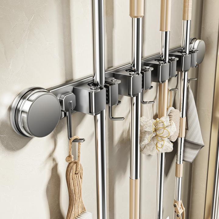 【太空铝】吸盘拖把夹扫把清洁工具多功能免打孔安装收纳挂钩