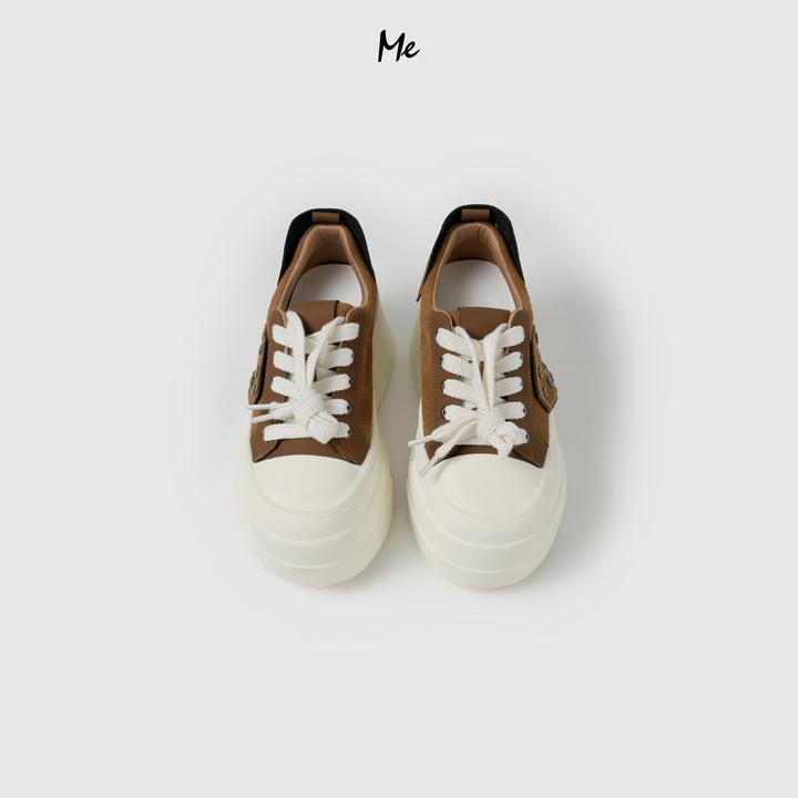 ME【真皮纽扣厚底鞋】重磅牛反绒厚底增高时尚百搭休闲鞋子MESA2347