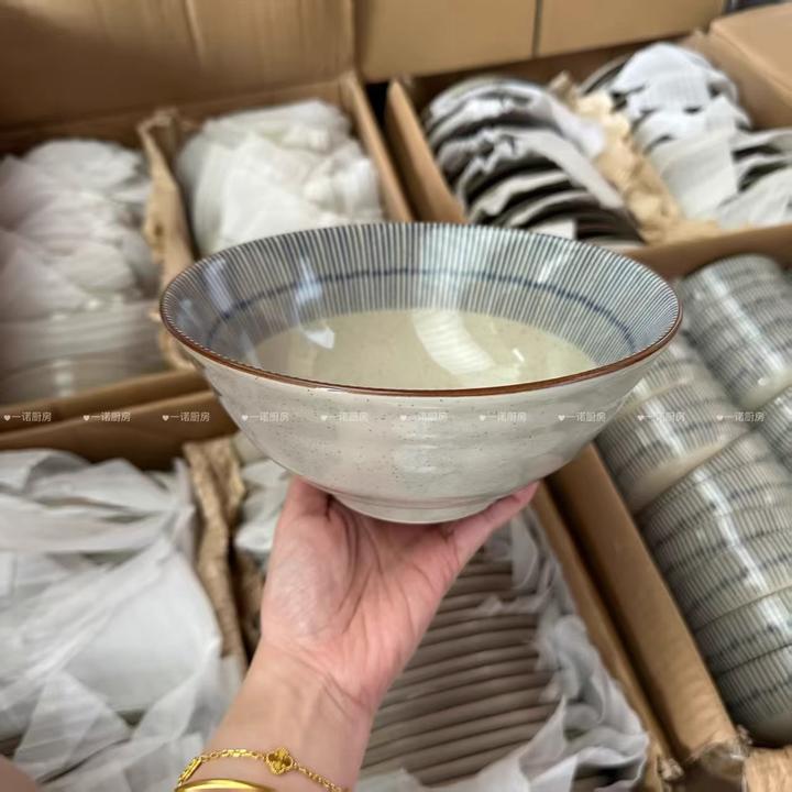 一诺厨房釉下彩隐拉面碗家用汤碗斗笠碗大碗陶瓷碗日式面碗米饭碗