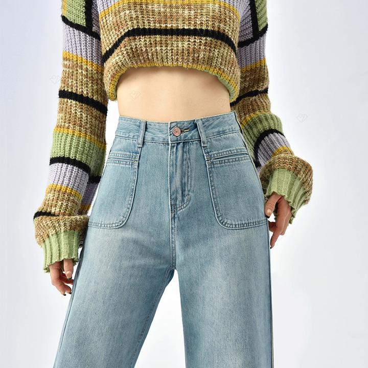 窄版阔腿牛仔裤女2025年夏装薄小个子拖地裤子高腰显瘦浅色直筒裤