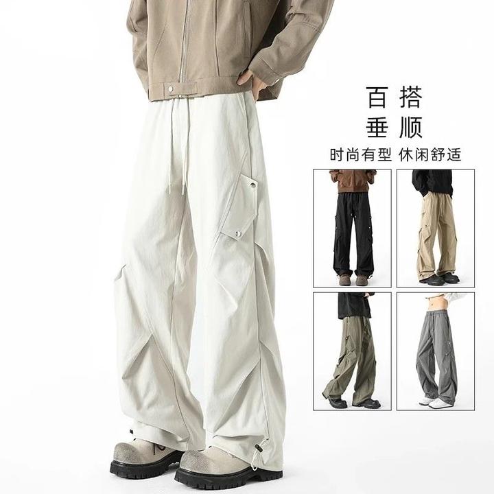 春夏复古休闲裤男女同款工装裤休闲男裤潮裤子美式百搭设计感长裤