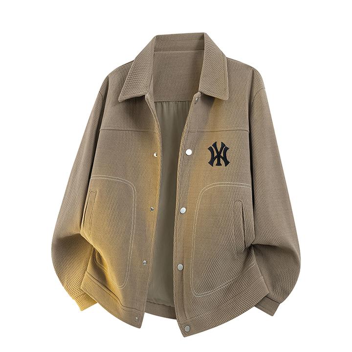 DeweLvum潮流新款翻领时尚百搭宽松夹克休闲舒适长袖上衣外套男士