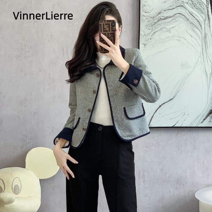薇妮诺秋装新款外套气质小个子小众女小香风法式韩版时尚短款