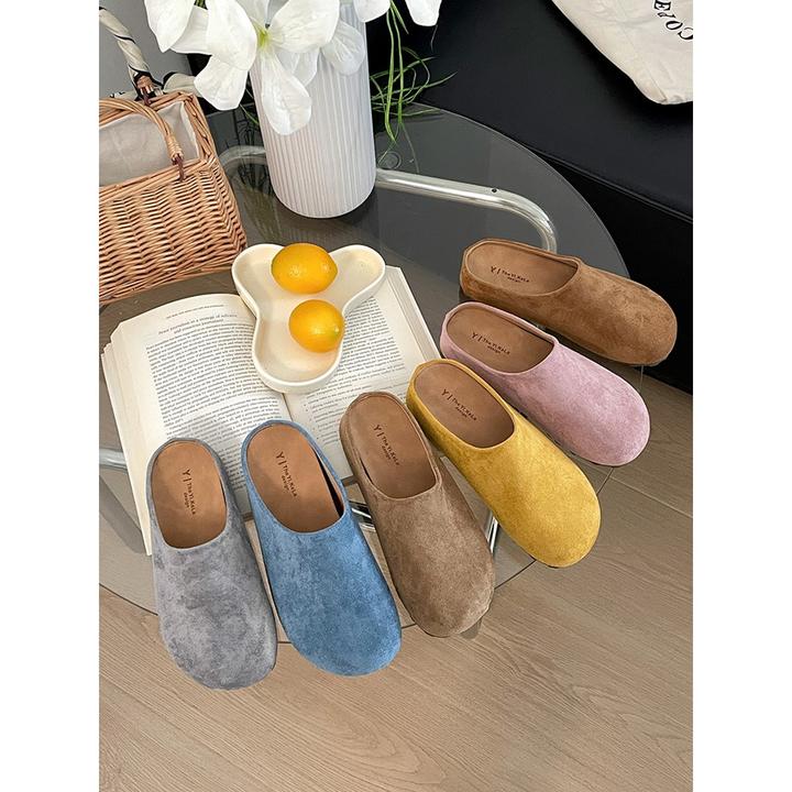 时尚休闲网红防滑厚底包头拖鞋女夏外穿2025新款百搭半拖勃肯鞋子