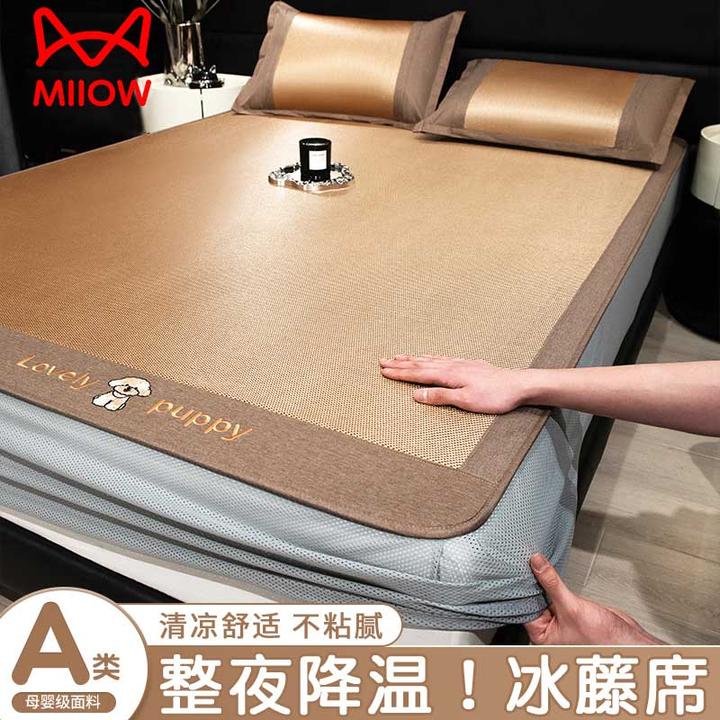 猫人冰丝凉席床笠款单件2025新款夏季天床垫保护罩冰藤席床单套