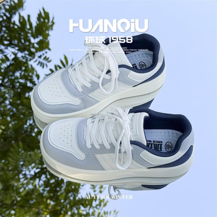 HUANQIU/环球时尚百搭休闲鞋女2025新款冬季厚底增高舒适叠穿女鞋