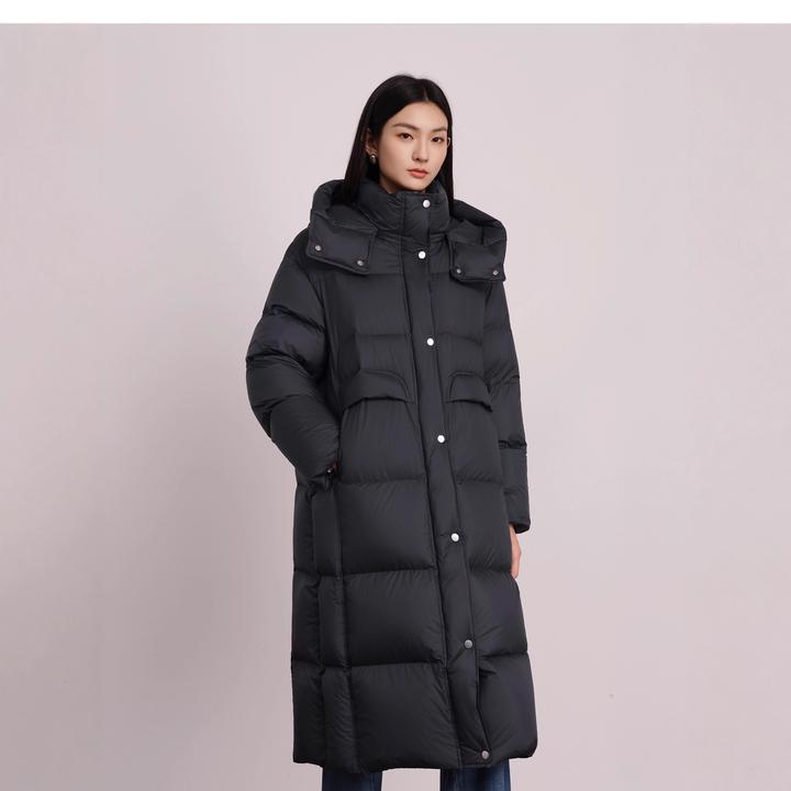 DUCURNO连帽羽绒服女冬季2026年新款休闲气质加厚保暖中长款外套