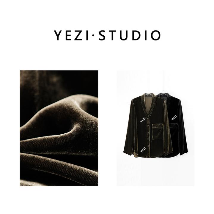 【现货直发】【精致简约】100桑蚕丝气质时尚丝绒长袖衬衣25315039