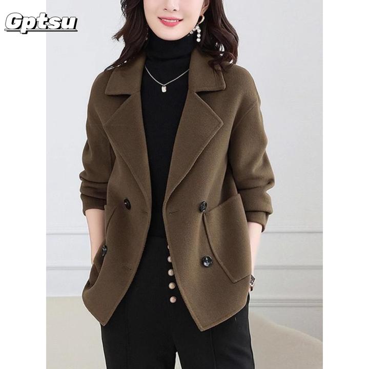 GPTSu高级感短款毛呢外套女秋冬装新款妈妈洋气休闲西装呢子大衣