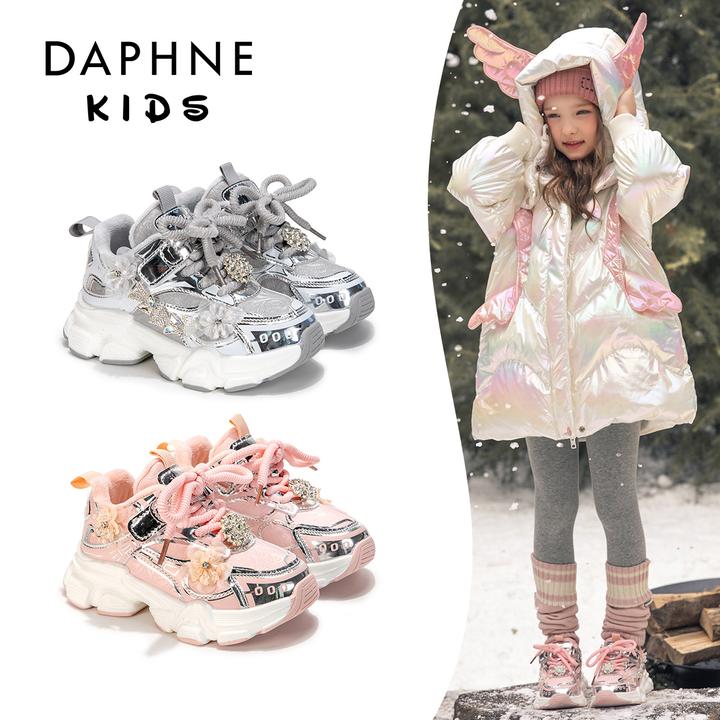 达芙妮秋冬儿童二棉鞋男女童鞋6-12岁宝宝冬季加绒鞋子运动鞋冬鞋