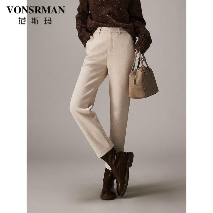 保暖加厚小脚烟管裤女2025冬季新款时尚宽松显瘦弹力休闲直筒裤潮