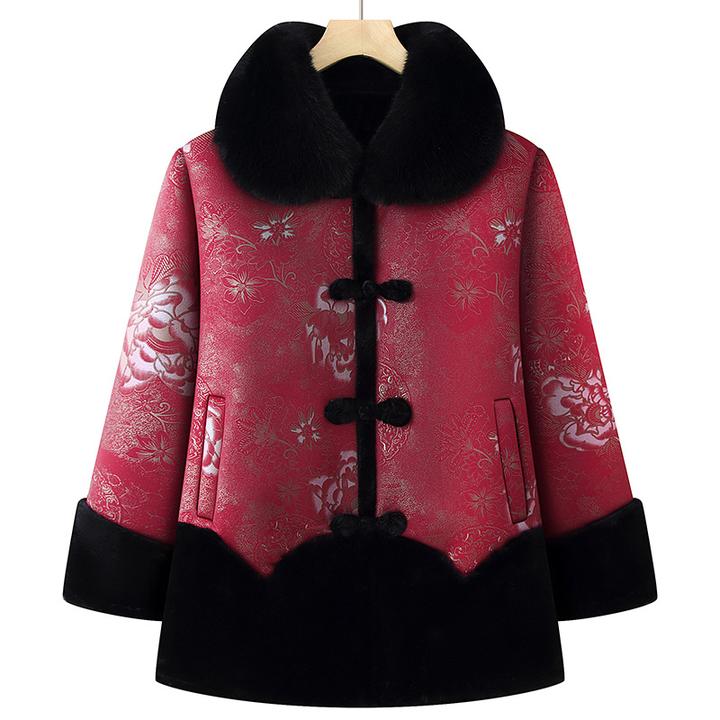 中老年女装妈妈装冬季保暖外套大毛领60-80岁奶奶装加绒加厚大衣