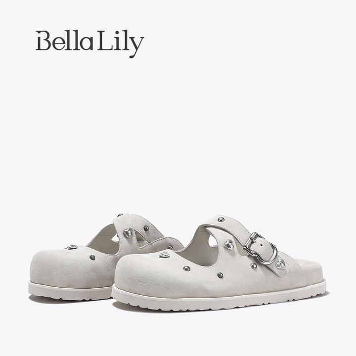 BellaLily复古时尚勃肯鞋女百搭玛丽珍鞋子包头半拖鞋厚底单鞋