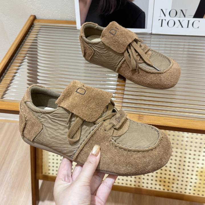 显脚小复古翻盖德训鞋女2025秋季新款百搭爆款运动板鞋平底勃肯鞋