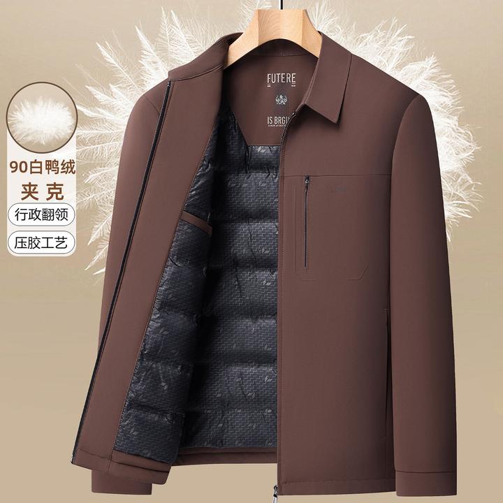 冬季新款男士时尚羽绒服中年行政休闲保暖夹克爸爸装轻商务外套男