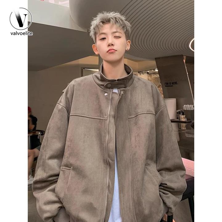 VALVOELITE美式外套男春秋季高级感痞帅休闲宽松翻领夹克上衣潮牌