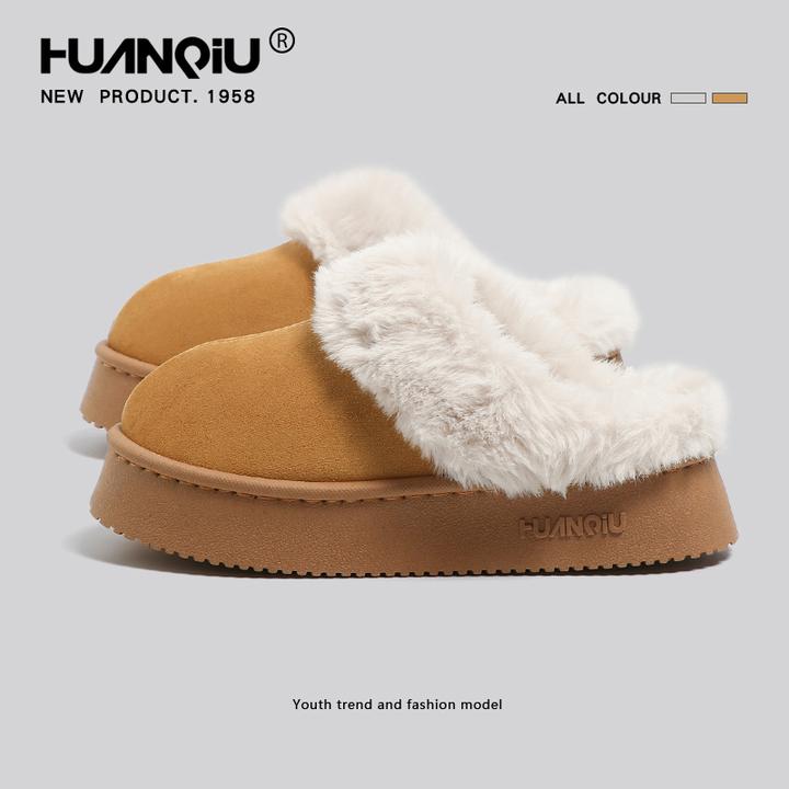 环球加绒厚底棉鞋子女款2026春冬季新款居家毛毛拖鞋休闲保暖女鞋