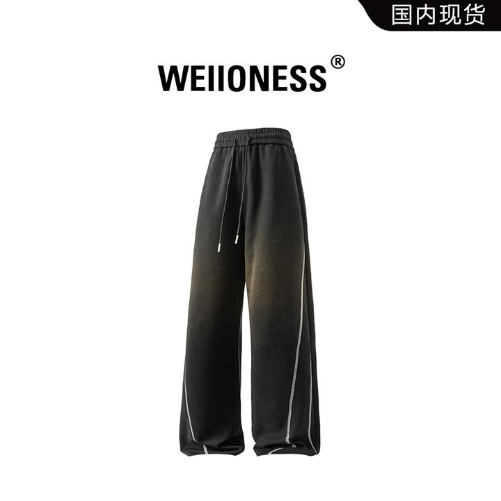 WEIIONESS美式休闲纯色直筒裤春秋季宽松百搭休闲裤男士运动卫裤