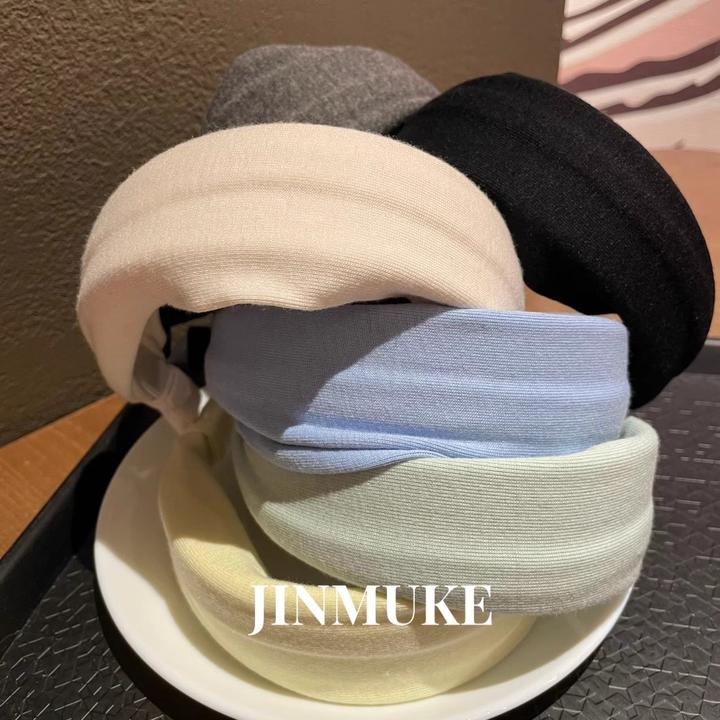 气质韩系发饰头饰舒适新款纯色针织秋冬宽边发箍头箍网红发卡