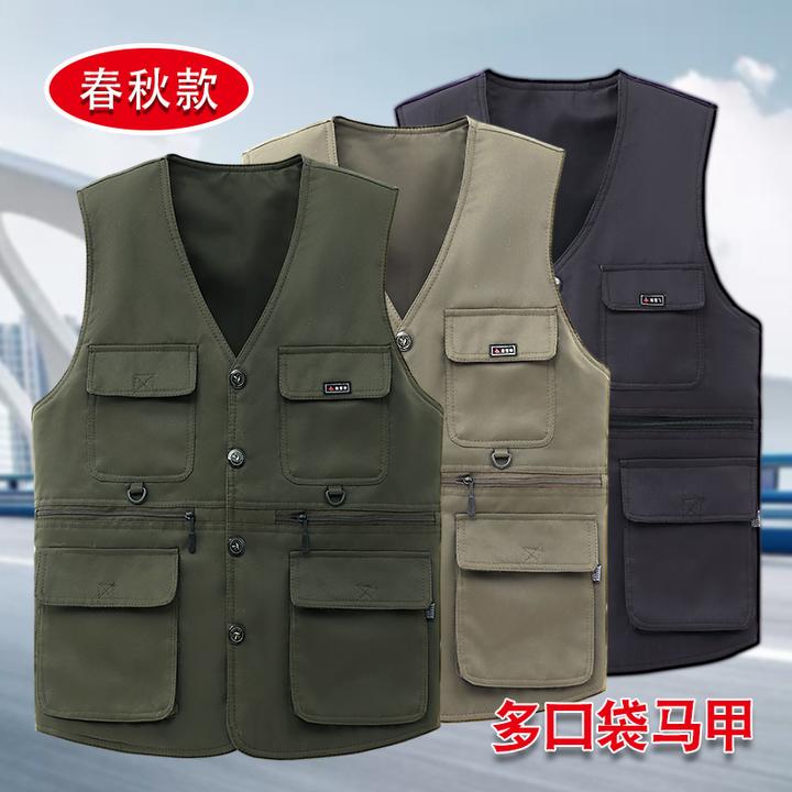 中老年马甲春秋上装户外钓鱼马甲坎肩马甲中老年马夹户外背心