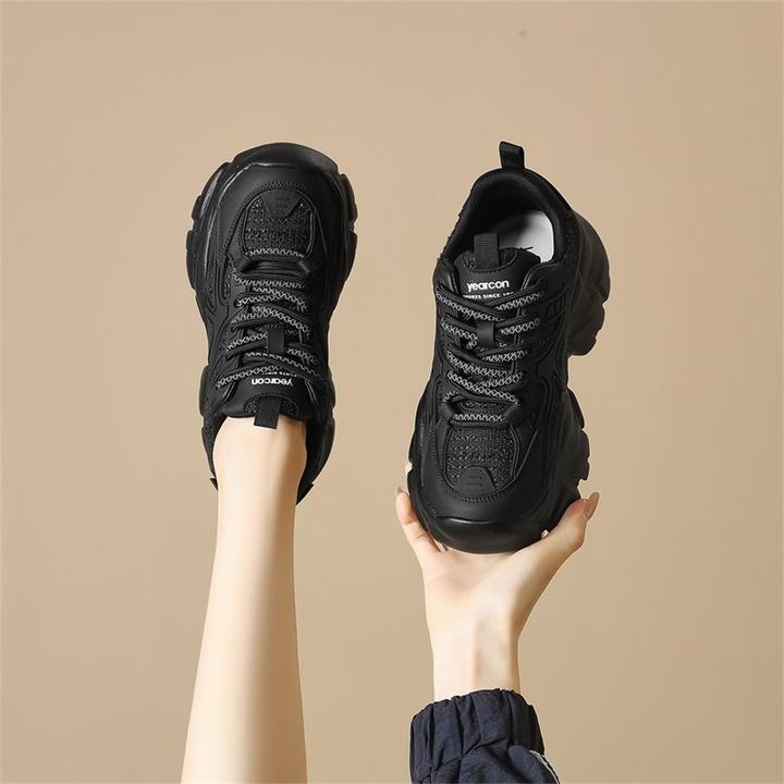 YEARCON/意尔康2025秋冬新款增高女鞋加绒厚底百搭显脚小老爹鞋