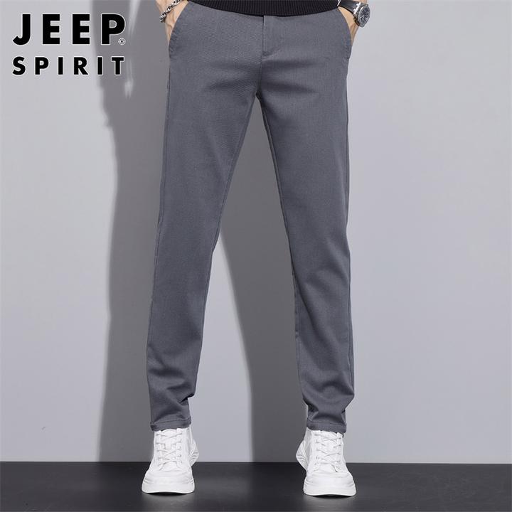 JEEPSPIRIT男士休闲裤秋冬厚款弹力直筒长裤潮流宽松高档痞帅男裤