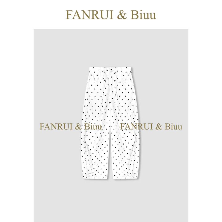 FANRUI/泛芮「棋昙」波点洋气休闲设计感新款夏季高腰直筒裤B16716