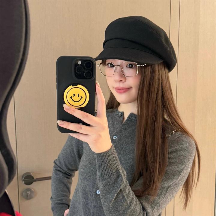 英伦风黑色毛呢八角帽女2025新款秋冬季报童帽大头围显脸小贝雷帽