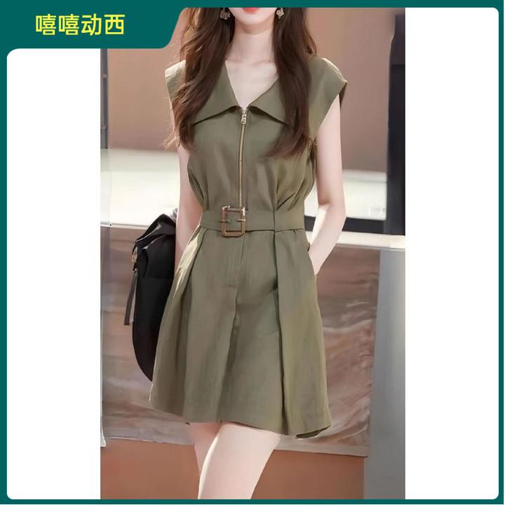 12025感显瘦气质款海军领收腰百搭连衣裙超好看时尚减龄a字裙l