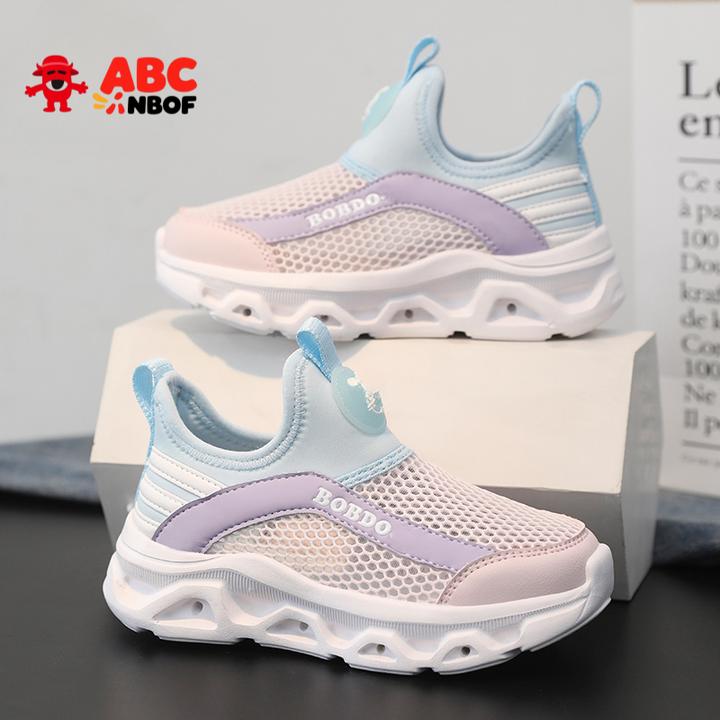 ABC NBOF女童鞋子2025夏新款透气单网休闲鞋软底防滑一脚蹬运动鞋