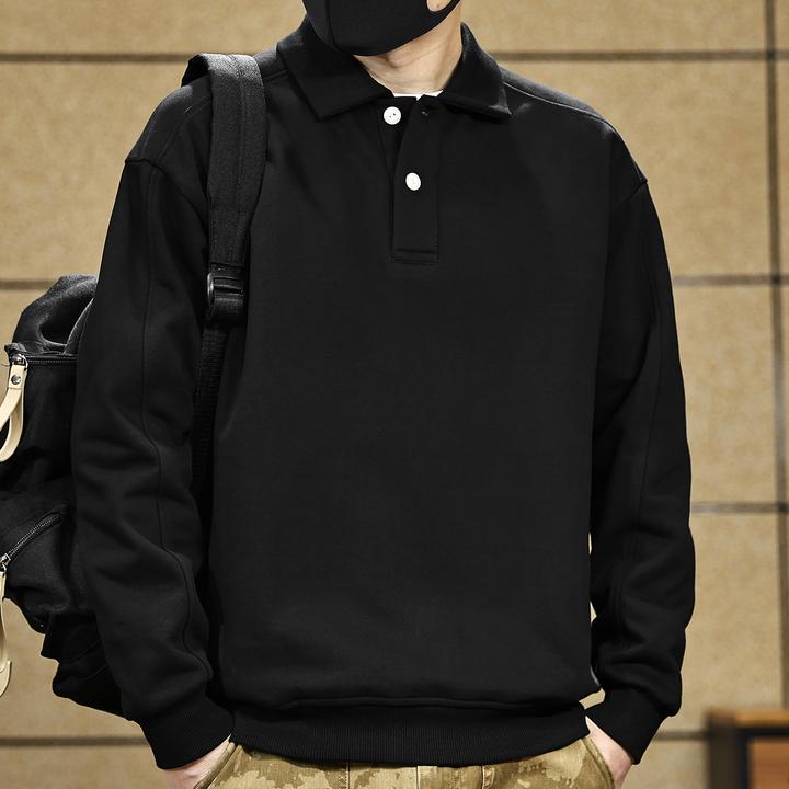 美式复古长袖卫衣男士2025秋季新款潮流肌理感polo领运动休闲外套