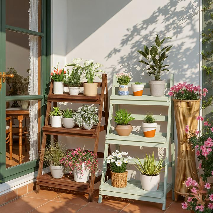 实木阳台花架子置物落地式可折叠移动户外庭院花园多肉花盆植物架