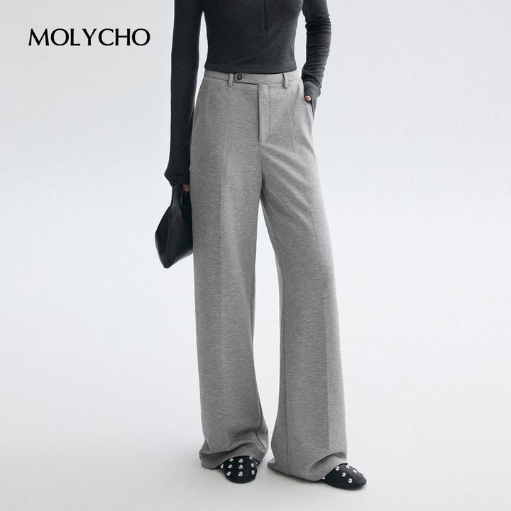 MOLYCHO  |  精致时髦_M1u系 宽松直筒西装裤女/显瘦针织休闲长裤