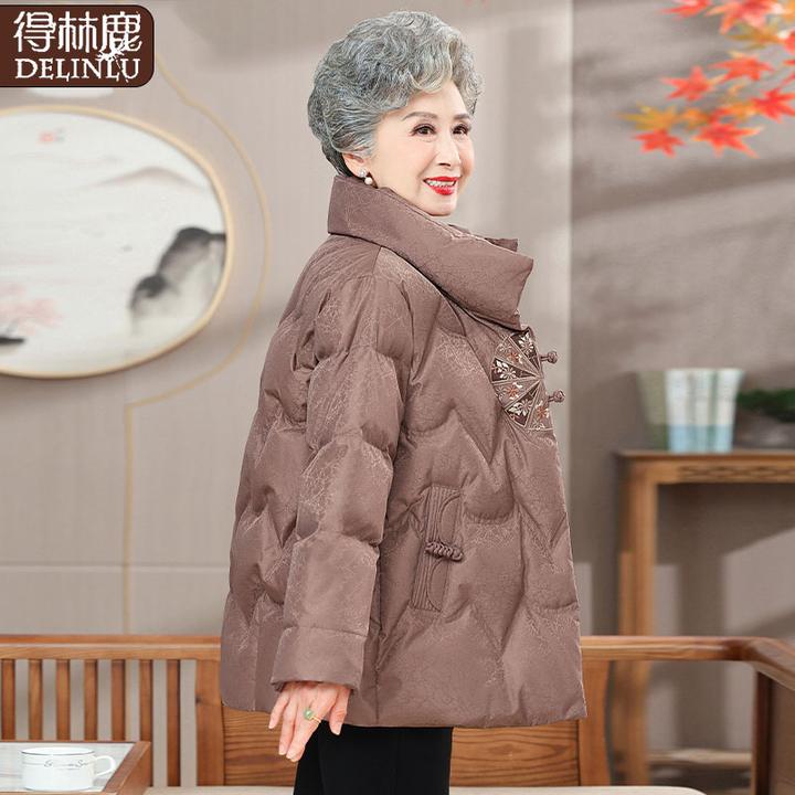 奶奶冬装短款羽绒服60岁70老人冬季新款中老年妈妈冬季棉袄外套