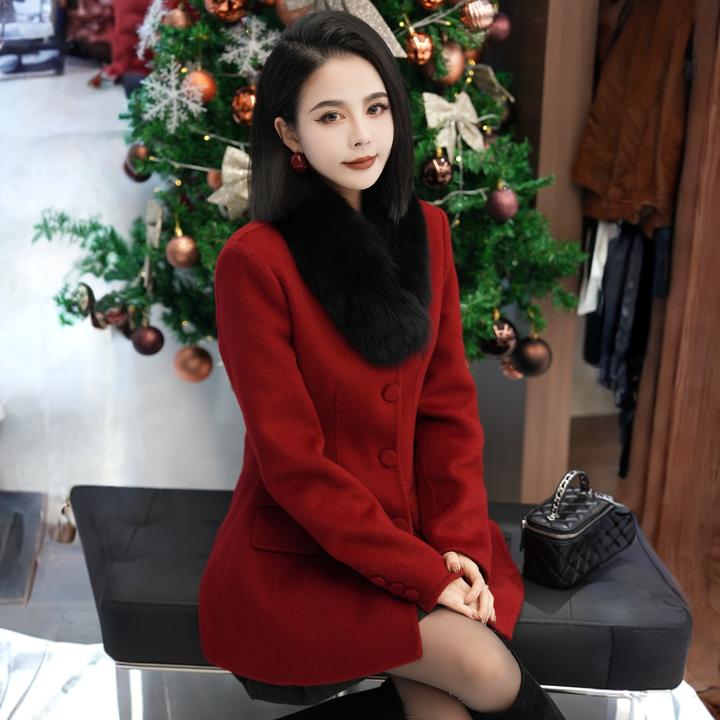 POPULARYW【冬岭琼枝】高级感千金风收腰配狐狸毛领大衣秋冬外套