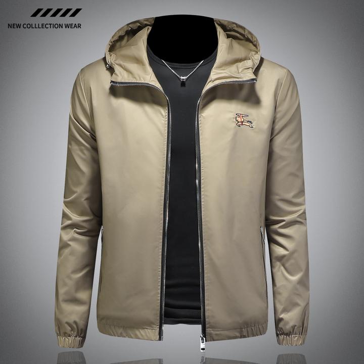 秋冬新款高端潮流时尚休闲夹克男士薄款潮牌百搭轻奢连帽外套男款