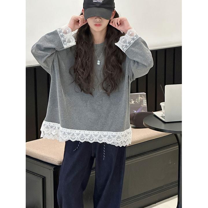 K29782孙小美蕾丝花边女童长袖T恤2025新款秋装上衣春秋打底衫潮t