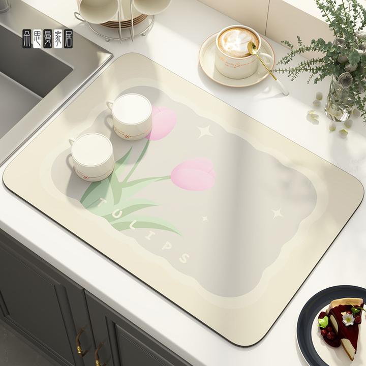 朵思曼厨房台面沥水垫硅藻泥水槽池边吸水垫桌面餐具干燥垫茶台吧