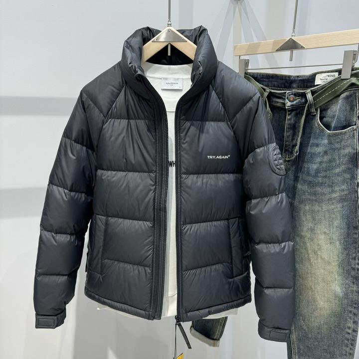 冬季新款立领轻薄羽绒服男短款黑色简约百搭宽松加厚保暖鸭绒外套