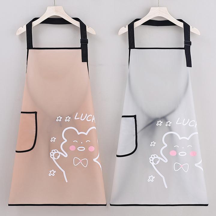 防水围裙TPU韩版厨房时尚新款防油防水防油免洗工作服围腰半透明