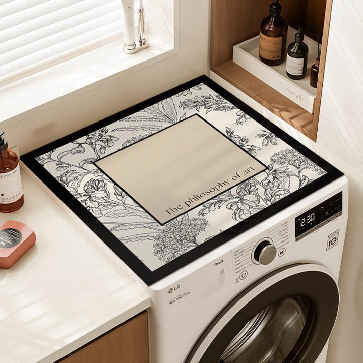 复古花滚筒洗衣机防尘罩防水防晒盖垫冰箱上面垫子微波炉隔热盖布