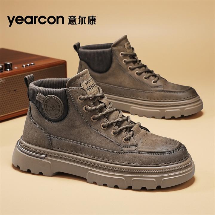 意尔康美式马丁靴男款秋冬季2025新款男士防滑增高工装鞋高帮男鞋