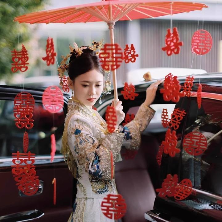 中式喜庆婚伞结婚新娘晨礼服拍照道具传统婚礼出嫁红油伞婚庆用品