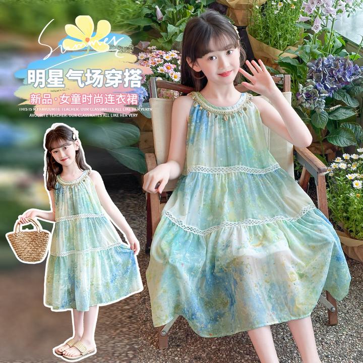 女童夏装连衣裙2025新款洋气儿童夏季裙子女孩中大童波西米亚沙滩
