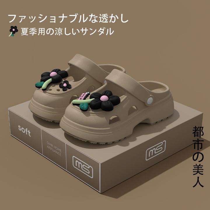 日本夏季新款洞洞鞋厚底凉拖鞋增高外穿踩屎感防滑