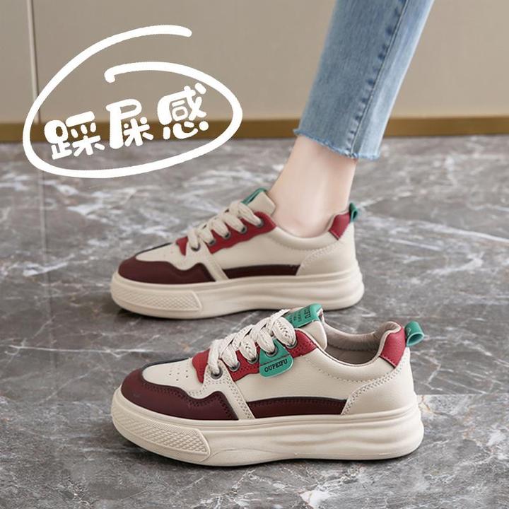 百搭防水女鞋运动休闲板鞋女2025新款春季厚底孕妇防滑软底小白鞋